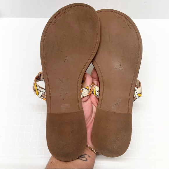 Tory Burch Miller Welt Sandals Pink Caning Geo Combo - Picture 5 of 8